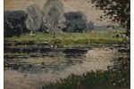 Pladers Otto (1897 - 1970), Ainava ar upi, 1942 g., finieris, eļļa, 49.5 x 70 cm...